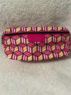 Clinique Pink Yellow Geometric Cosmetic Bag